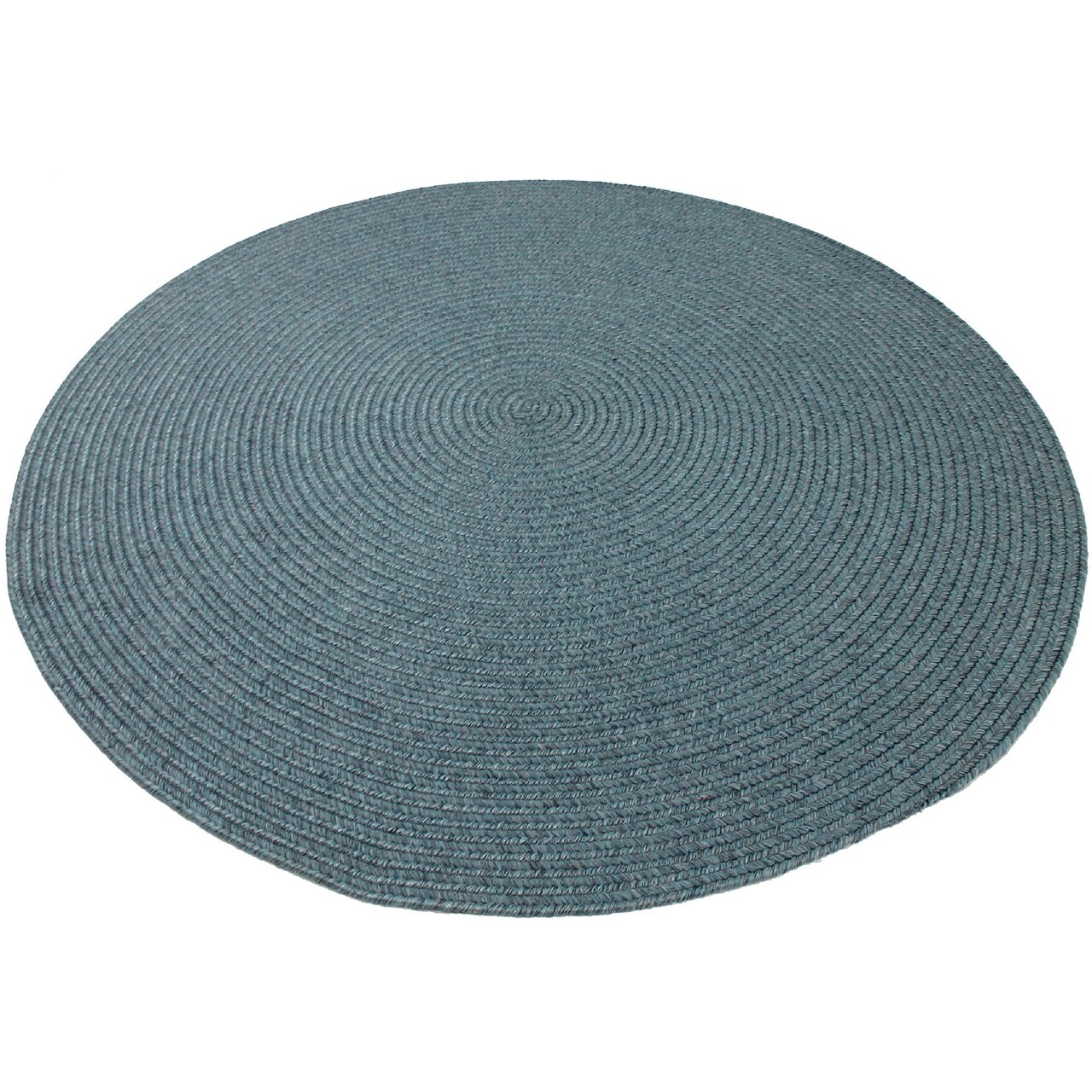 Signature Home Collection 5' Blue Solid Handwoven Round Outdoor Area Throw Rug